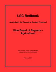 LSC Redbook Analysis of the Executive Budget Proposal Ohio Board of Regents – Agricultural