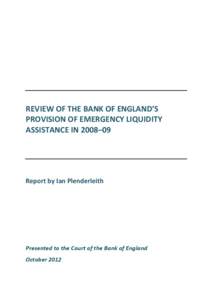 Provision of Emergency Liquidity Assistance in[removed]review by Ian Plenderleith