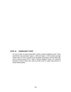 State of Delaware  Notes to the Financial Statements, June 30, 2002 recognized $18.6 million as General Government accrued liabilities in the General Fund for pending litigation settlements for the fiscal year ended June