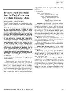 PAPERS early birds but also on the origin of birds with modern appearance.