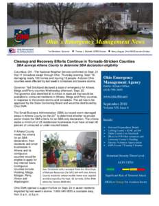 Ohio’s Emergency Management News Ted Strickland, Governor Thomas J. Stickrath, ODPS Director  Nancy Dragani, Ohio EMA Executive Director