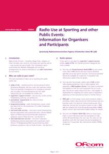 www.ofcom.org.uk  OfW65 Radio Use at Sporting and other Public Events: