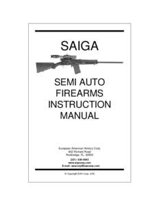 SAIGA SEMI AUTO FIREARMS INSTRUCTION MANUAL