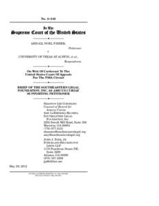 Civil rights and liberties / United States Constitution / Grutter v. Bollinger / Strict scrutiny / Equal Protection Clause / Adarand Constructors /  Inc. v. Peña / Parents Involved in Community Schools v. Seattle School District No. 1 / Amicus curiae / Metro Broadcasting /  Inc. v. FCC / Law / Case law / History of the United States