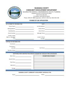 Print Form  SKAMANIA COUNTY COMMUNITY DEVELOPMENT DEPARTMENT  BUILDING/FIRE MARSHAL • ENVIRONMENTAL HEALTH • PLANNING