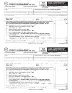 MO-CRP Certification of Rent Paid for 2013