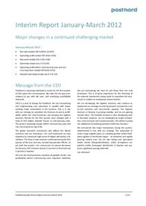    Interim Report January‐March 2012      Major changes in a continued challenging market  