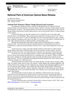 National Park Service U.S. Department of the Interior National Park of American Samoa