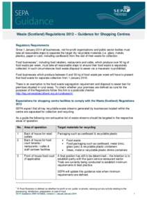 Waste (Scotland) Regulations 2012 – Guidance for Shopping Centres