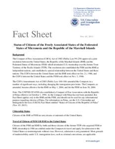 Fact Sheet - Status of Citizens of the Freely Associated States of the Federated States of Micronesia and the Republic of the Marshall Islands