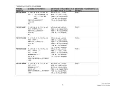 PRELIMINARY PARCEL WORKSHEET PARCEL NUMBER NDM[removed]LL  PARCEL DESCRIPTION