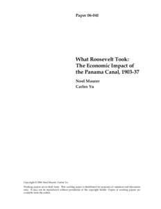 Microsoft Word - What Roosevelt Took, working paper 4.0.doc