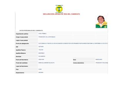 DECLARACIÓN JURADA DE VIDA DEL CANDIDATO TOLEDO