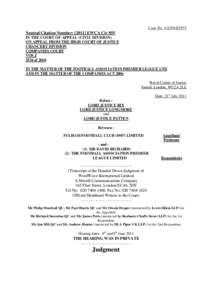 Case No: A3Neutral Citation Number: [2011] EWCA Civ 855 IN THE COURT OF APPEAL (CIVIL DIVISION) ON APPEAL FROM THE HIGH COURT OF JUSTICE CHANCERY DIVISION