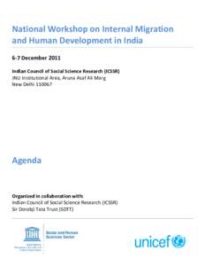     National Workshop on Internal Migration   and Human Development in India    