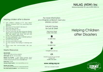 NALAG (NSW) Inc National Association for Loss & Grief (NSW) Inc Helping children after a disaster  