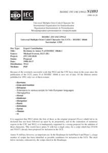 ISO/IEC JTC1/SC2/WG2 N1893[removed]Universal Multiple-Octet Coded Character Set International Organization for Standardization Organisation Internationale de Normalisation