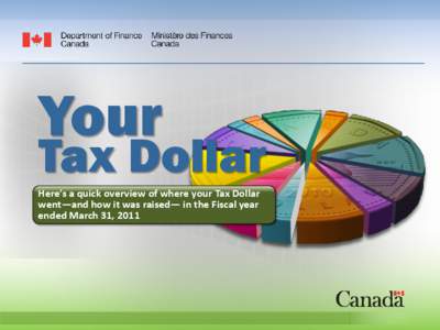 Your  Tax Dollar Here’s a quick overview of where your Tax Dollar went—and how it was raised— in the Fiscal year ended March 31, 2011