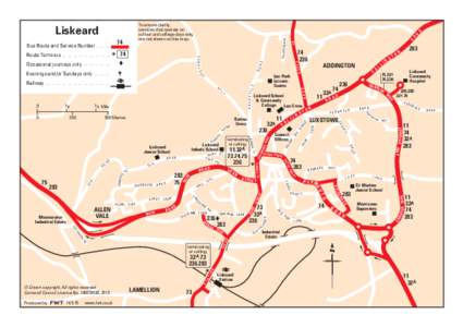 To ensure clarity, services that operate on school and college days only, are not shown on this map.  A