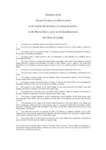 Summary of the ANTIENT CHARGES AND REGULATIONS to be read by the Secretary (or acting Secretary),