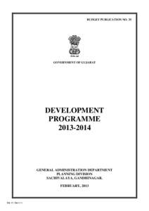 BUDGET PUBLICATION NO. 35  GOVERNMENT OF GUJARAT DEVELOPMENT PROGRAMME