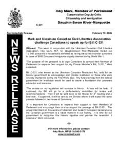 Dauphin /  Manitoba / Dauphin—Swan River—Marquette / Inky Mark / Ukrainian Canadian / Ukraine / Slavic / Marlene Cowling / Politics of Canada / Europe / Ethnic groups in Canada