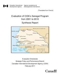 [Translated from French]  Evaluation of CIDA’s Senegal Program from 2001 to 2010 Synthesis Report