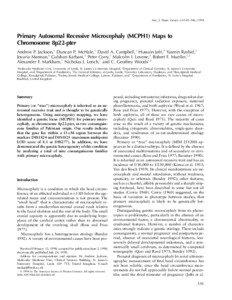 Am. J. Hum. Genet. 63:541–546, 1998  Primary Autosomal Recessive Microcephaly (MCPH1) Maps to