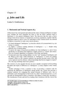 Chapter 15  g, Jobs and Life Linda S. Gottfredson  1. Horizontal and Vertical Aspects of g