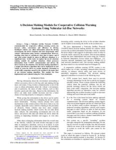 Proceedings of the 16th International IEEE Annual Conference on Intelligent Transportation Systems (ITSC 2013), The Hague, The Netherlands, October 6-9, 2013 TuD4.5