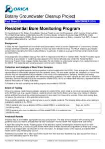 Botany Groundwater Cleanup Project Fact Sheet 21 NOVEMBER[removed]Residential Bore Monitoring Program