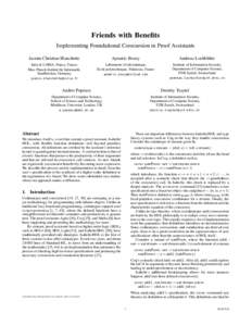 Friends with Benefits Implementing Foundational Corecursion in Proof Assistants Jasmin Christian Blanchette Aymeric Bouzy