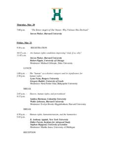 Human Rights and the Humanities, Conference Schedule, March 20-21, 2014