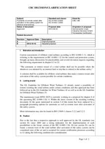 CBC DECISION/CLARIFICATION SHEET  Subject: Possibility of remote restart after activation of the safety system for offshore wind turbines.