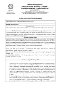 Istituto Onnicomprensivo annesso al Convitto Nazionale “C. Colombo” Scuola Secondaria di I Grado Don Milani Ministero dell’Istruzione,