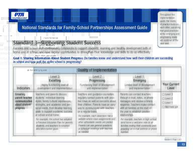 National Standards for Family-School Partnerships Assessment Guide  Standard 3—Supporting Student Success Throughout this implementation
