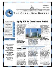 SEPTEMBER 2013 Volume 18, 4th Qtr. The Coral Sea Breeze  This Issue’s Ports of Call: