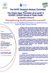 Nursing / Health education / Global Health Promotion / Loma Linda University School of Public Health / Health / Health promotion / Health policy