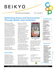 SEIKYO University Co-op Newsletter No.1, JulyRethinking Peace and Environment