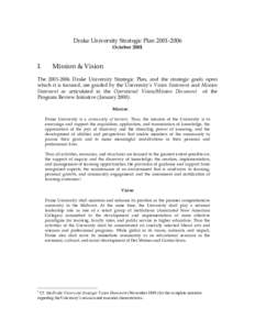 Drake University Strategic Plan[removed]October 2001 I.  Mission & Vision