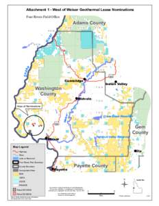 Attachment 1 - West of Weiser Geothermal Lease Nominations Four Rivers Field Office R4W R3W