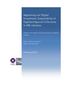 Appraising Our Digital Investment: Sustainability of Digitized Special Collections in ARL Libraries