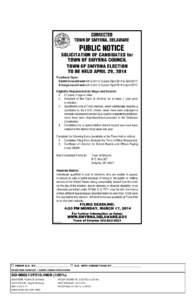 CORRECTED TOWN OF SMYRNA, DELAWARE PUBLIC NOTICE  SOLICITATION OF CANDIDATES for