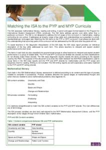 ISA_Matching the ISA to the PYP and MYP curricula.pub