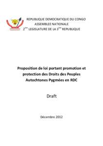              REPUBLIQUE DEMOCRATIQUE DU CONGO  ASSEMBLEE NATIONALE  2èm LEGISLATURE DE LA 3èm REPUBLIQUE   