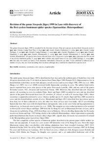 Revision of the genus Sinopoda Jäger, 1999 in Laos with discovery of the first eyeless huntsman spider species (Sparassidae: Heteropodinae)