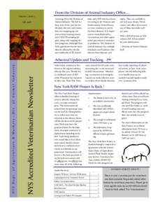 From the Division of Animal Industry Office….  Volume 1, Issue 2  Fall 2008  Greetings from the Division of  Animal Industry! The fall is a 