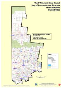 West Wimmera Shire Council Map of Recommended Structure Five Councillors Unsubdivided  Big