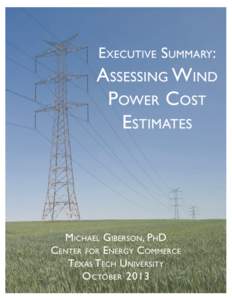 1 Title of the Study Here  About the Author ! Dr. Michael Giberson is assistant professor of practice with the Area of Energy, Economics, and Law in the Rawls College of Business at Texas Tech University. Giberson
