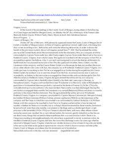 Southern Campaign American Revolution Pension Statements & Rosters Pension Application of David Catlett R1808 Transcribed and annotated by C. Leon Harris Ann Catlett